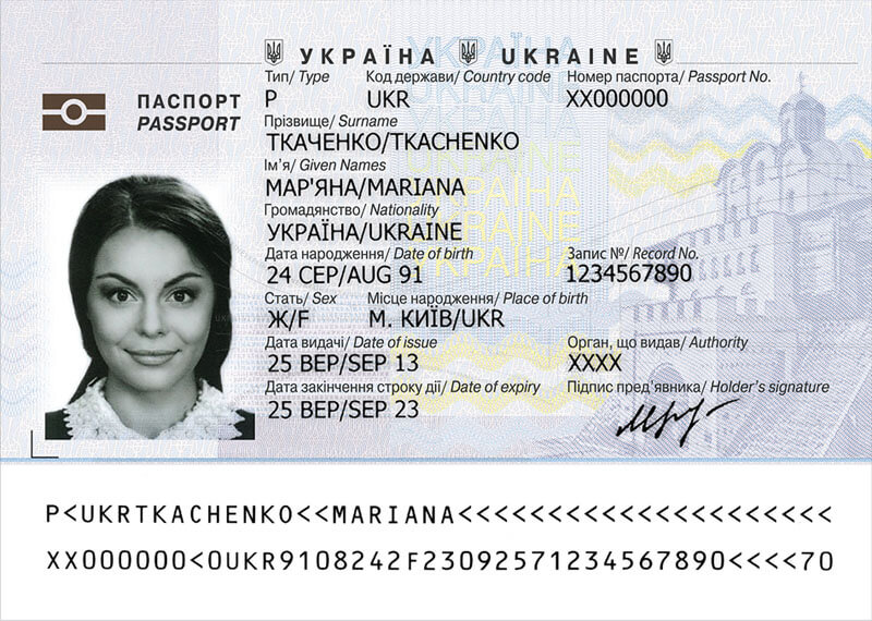 What data is entered inside Ukrainian biometric documents